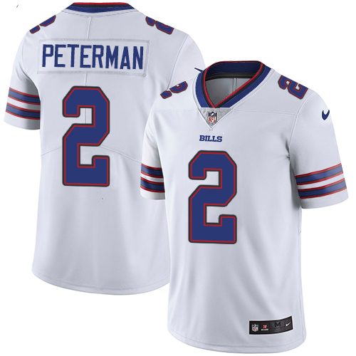 Nike Bills #2 Nathan Peterman White Men's Stitched NFL Vapor Untouchable Limited Jersey - Click Image to Close